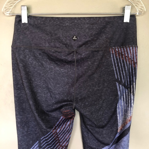 PRANA 7/8 Pillar Printed Yoga Leggings Size M Gray Blue Geometric Print LIKE NEW - Picture 8 of 9
